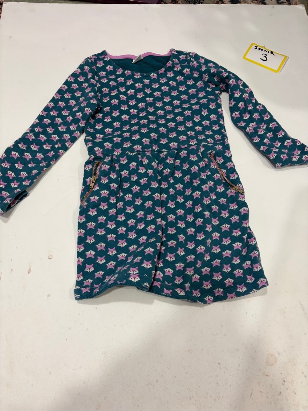 Gymboree Teal Dress with Pink and White Fox Print